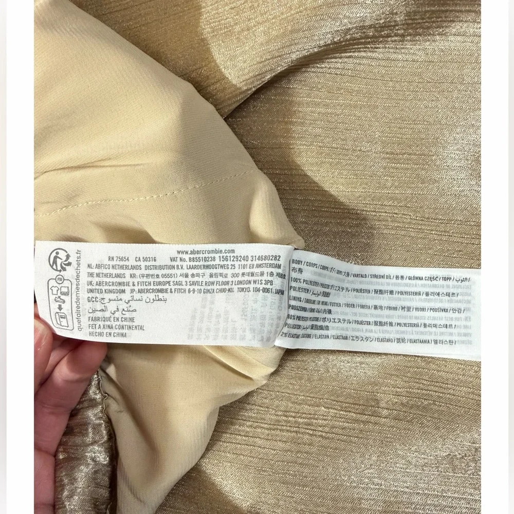 A&F Gold Metallic Pleated Wide Leg Pants L | Holiday Party NYE Outfit - Picture 10 of 13